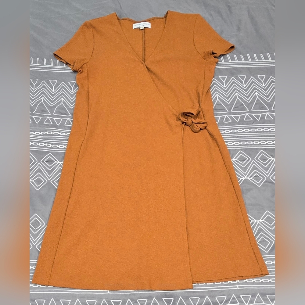 Madewell Texture & Thread Faux Wrap Dress With Side Tie Detail Size XS